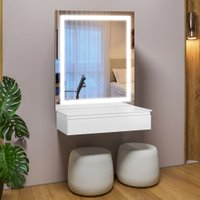 Camarim Paris 1 Gaveta Com Espelho Led Branco/Acetinado
