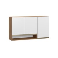 Armário Aéreo Para Cozinha 3 Portas Com Nicho Be Mobiliario Madeira/Branco