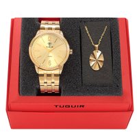 Kit Relógio Feminino Analógico W2124 Dourado com Brinde - Tuguir