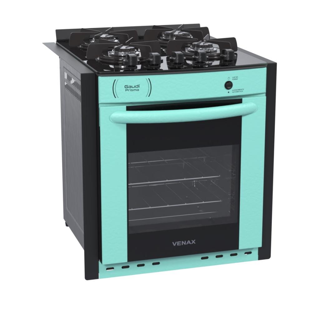 Fogão 4 Bocas de Embutir Venax Gaudi Prisma Vitreo Verde Mesa em Vidro – Bivolt – 23915