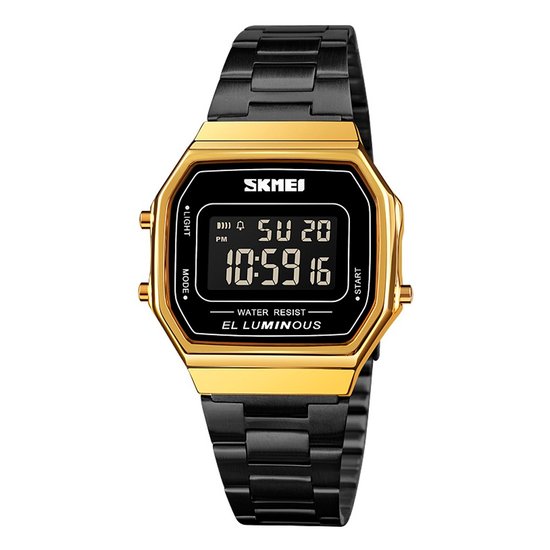 Relógio Preto e Dourado Unissex Skmei Digital 1647