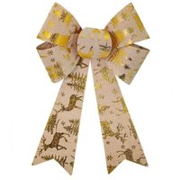 Laço Decorativo para Árvore de Natal 20x30cm Dourado Magizi Acetato com Glitter