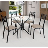 Conjunto Mesa Ciplafe Slim 90cm 4 Cadeiras - JADE/SLIM
