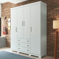 Guarda Roupa 4 Portas 3 Gavetas com Pés Sonata Santos Andirá -Branco