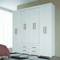 Guarda Roupa 8 Portas 4 Gavetas com Pés Nápoles Santos Andirá - Branco