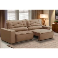 Sofá Retrátil e Reclinável 3 lugares com Molas 2,00m Livia Suede Cappuccino Adonai Estofados