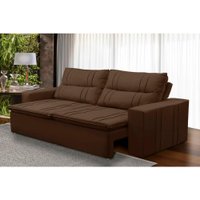 Sofá Retrátil e Reclinável 3 lugares com Molas 2,00m Ester Suede Marrom Adonai Estofados