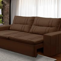 Sofá Retrátil e Reclinável 3 lugares com Molas 1,80m Ester Suede Marrom Adonai Estofados