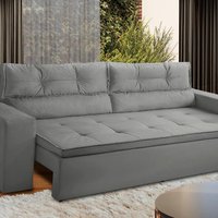 Sofá Retrátil e Reclinável 3 lugares com Molas 1,80m Vegas Suede Cinza Adonai Estofados