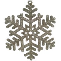 Enfeite de Natal Floco de Neve 25cm com 6 Pontas Magizi Glitter Champagne
