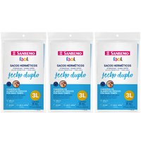 24 Sacos Herméticos Zip Lock 3L Sacos Plásticos Transparentes Para Alimentos Sanremo