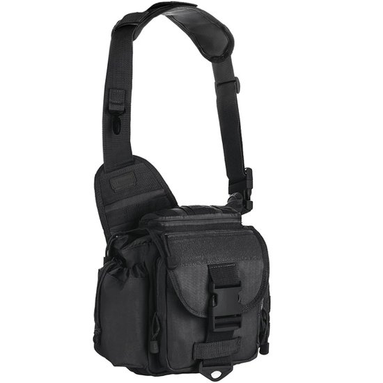 Bolsa Tática Militar de Ombro Urban Coldre Interno Invictus Preta Poliéster 600D