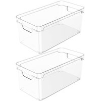 Kit 2 Organizadores De Armário 30x15x13cm Caixas Organizadoras Empilháveis Com Alças Clear OU OC300NTX2