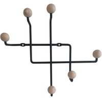 Gancho para Parede Preto Cabideiro Aço e Madeira Micro Steel Wood MS Aramados
