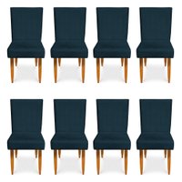 Kit 8 Cadeiras de Jantar Acapulco Suede Azul Marinho - Pallazio