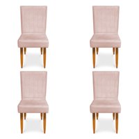Kit 4 Cadeiras de Jantar Acapulco Suede Rosa Bebê - Pallazio