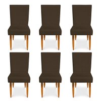 Kit 6 Cadeiras de Jantar Acapulco Suede Marrom - Pallazio