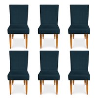 Kit 6 Cadeiras de Jantar Acapulco Suede Azul Marinho - Pallazio