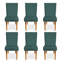 Kit 6 Cadeiras de Jantar Acapulco Suede Azul Turquesa - Pallazio