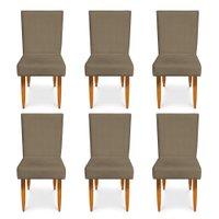 Kit 6 Cadeiras de Jantar Acapulco Suede Marrom Rato - Pallazio