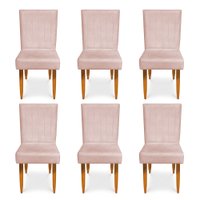 Kit 6 Cadeiras de Jantar Acapulco Suede Rosa Bebê - Pallazio