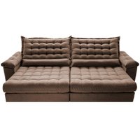 Sofá Retrátil e Reclinável 2,35m Molas Ensacadas Cama inBox Big Space com Bordado 3D Velusoft Castor