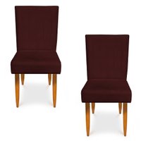 Kit 2 Cadeiras de Jantar Acapulco Suede Marsala Pés Palito Castanho - Pallazio