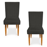 Kit 2 Cadeiras de Jantar Acapulco Suede Grafite Pés Palito Castanho - Pallazio