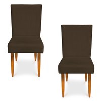 Kit 2 Cadeiras de Jantar Acapulco Suede Marrom Pés Palito Castanho - Pallazio
