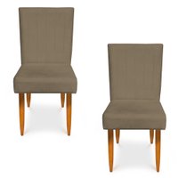 Kit 2 Cadeiras de Jantar Acapulco Suede Marrom Rato Pés Palito Castanho - Pallazio