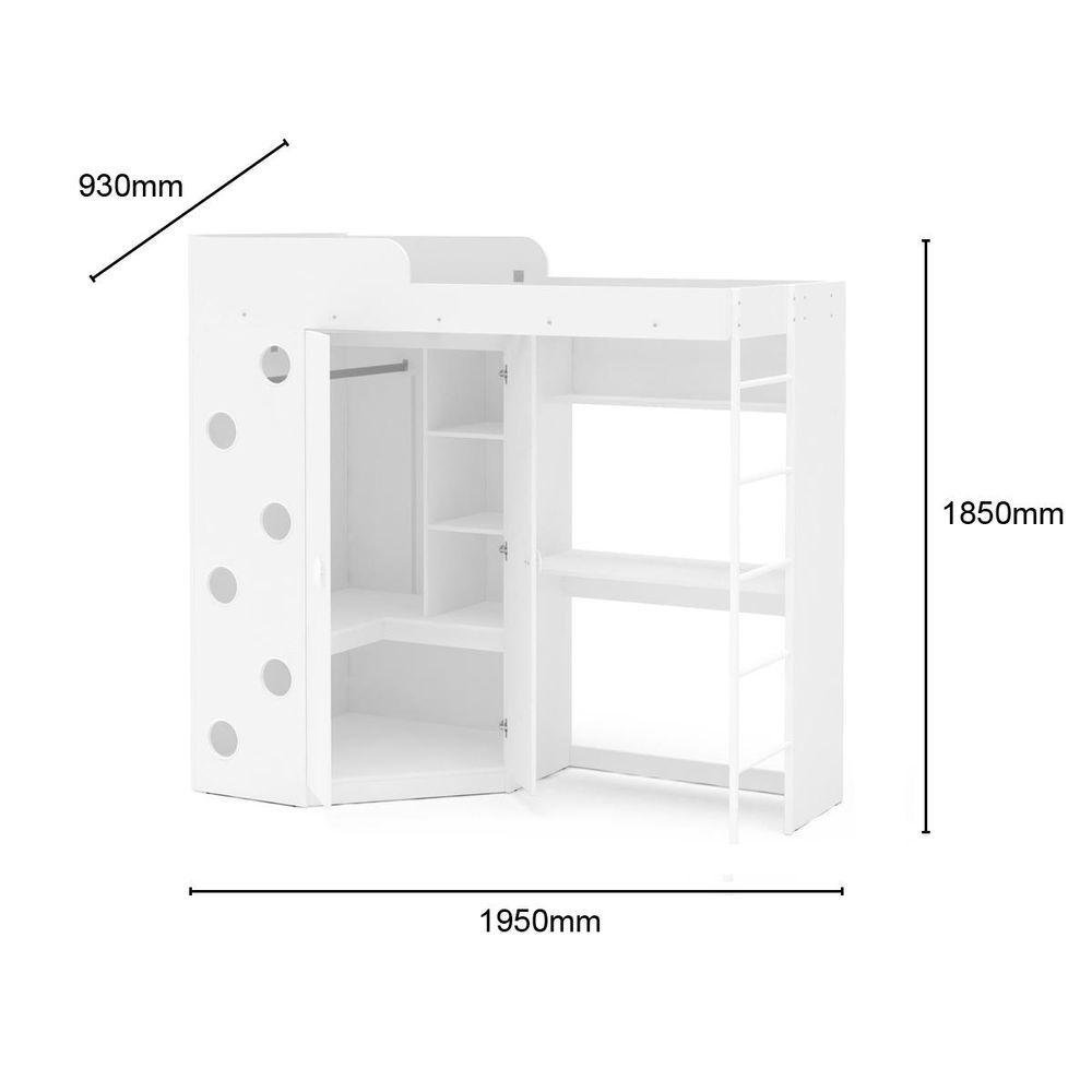 Cama multifuncional Alagoas com roupeiro e escrivaninha Branco Politorno