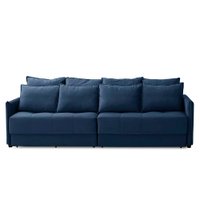 Sofá Cama Retrátil e Reclinável 2,50m com Molas Carol Veludo Azul Adonai Estofados
