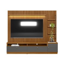 Rack com Painel Ripado 1 Módulo Lateral Ouro Preto Linea Brasil