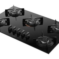 Cooktop 5 Bocas Preto com Mesa de Vidro Atlas U Top Bivolt