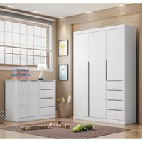 Guarda Roupa e Comoda Infantil Phoenix Baby Eloa 5 portas 8 Gavetas