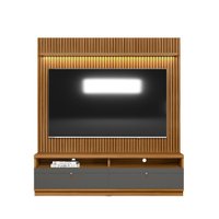 Rack com Painel Ripado Ouro Preto Linea Brasil Nature/Chumbo