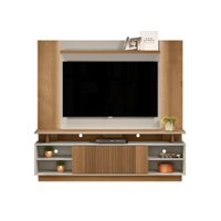 Conjunto para TV até 60 Polegadas Rack Leblon e Painel Aurora com Fita LED Linea Brasil Carvalho/Off White
