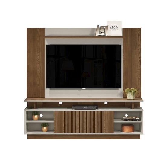 Conjunto para TV até 60 Polegadas Rack Leblon e Painel Aurora Linea Brasil - Freijo/Off White