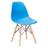 Cadeira Charles Eames Eiffel Dsw Com Pés De Madeira Clara Azul Céu