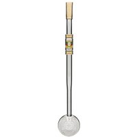 Bomba de Chimarrão Inox 24cm Mil Furos Brasão Bojo Rosca Escovinha Bortonaggio