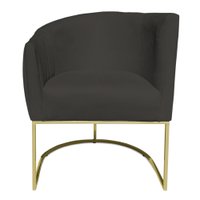 Poltrona Decorativa Elisa Suede Grafite Base de Ferro Dourado - Pallazio
