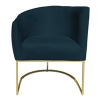 Poltrona Decorativa Elisa Suede Azul Marinho Base de Ferro Dourado - Pallazio