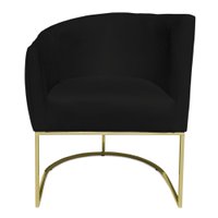 Poltrona Decorativa Elisa Suede Preto Base de Ferro Dourado - Pallazio