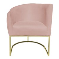 Poltrona Decorativa Elisa Suede Rosa Bebê Base de Ferro Dourado - Pallazio