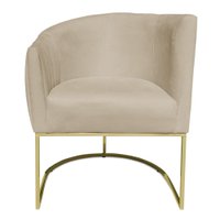 Poltrona Decorativa Elisa Suede Bege Base de Ferro Dourado - Pallazio