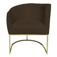 Poltrona Decorativa Elisa Suede Marrom Base de Ferro Dourado - Pallazio