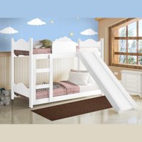 Beliche Cama Infantil com Colchão Escorregador Proteção Lateral Completa Móveis Branco