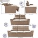 Conjunto de Sofá 3 e 2 Lugares Retrátil e Reclinável 2,00x1,50m Cama inBox Smal Suede Bege
