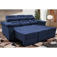 Sofa Itália 2,00 Mts Retrátil e Reclinavel Tecido Suede Azul