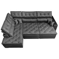 Sofá de Canto Retrátil e Reclinável Esquerdo 3,40x2,36m Molas Cama inBox Espanha Velusoft Cinza